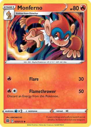 Monferno 025/172 SWSH09 Brilliant Stars - Uncommon