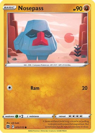 Nosepass 073/172 - Reverse Holofoil SWSH09 Brilliant Stars - Common