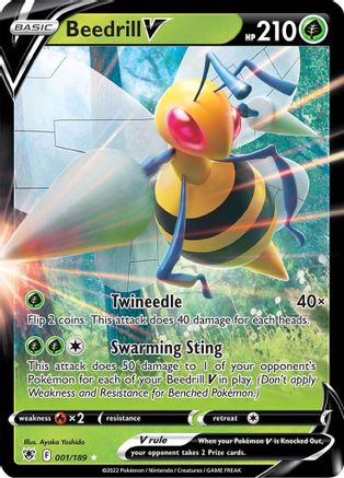 Beedrill V 001/189 - Holofoil SWSH10 Astral Radiance - Ultra Rare