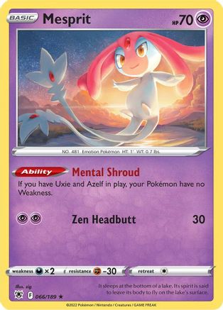 Mesprit 066/189 - Holofoil SWSH10 Astral Radiance - Holo Rare