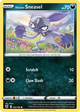Hisuian Sneasel 092/189 - Reverse Holofoil SWSH10 Astral Radiance - Common