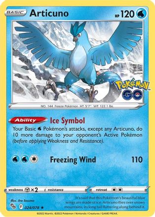 Articuno 024/078 - Reverse Holofoil Pokemon GO - Holo Rare