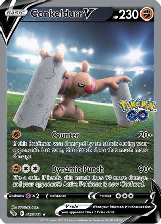Conkeldurr V (Alternate Full Art) 074/078 - Holofoil Pokemon GO - Ultra Rare