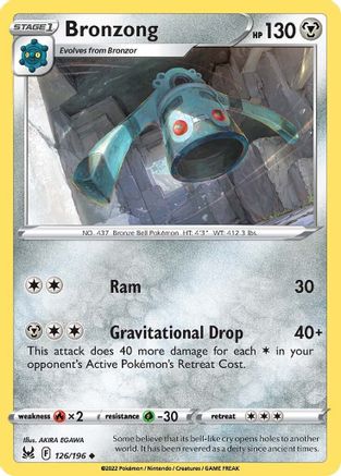 Bronzong 126/196 - Reverse Holofoil SWSH11 Lost Origin - Uncommon