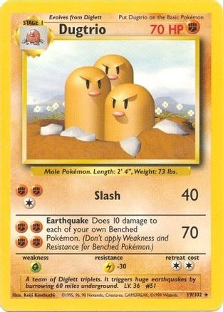 Dugtrio 019/102 Base Set - Rare