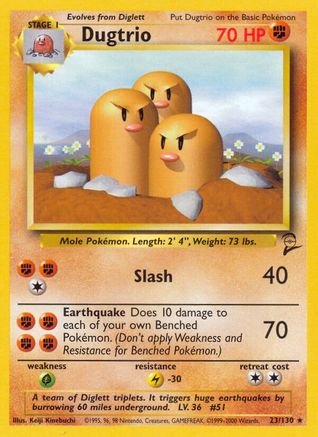 Dugtrio 023/130 Base Set 2 - Rare