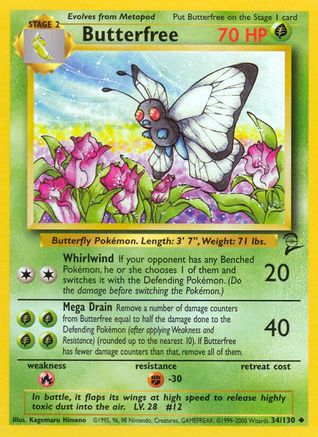 Butterfree 034/130 Base Set 2 - Uncommon