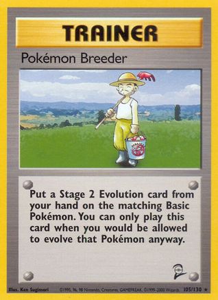 Pokemon Breeder 105/130 Base Set 2 - Rare