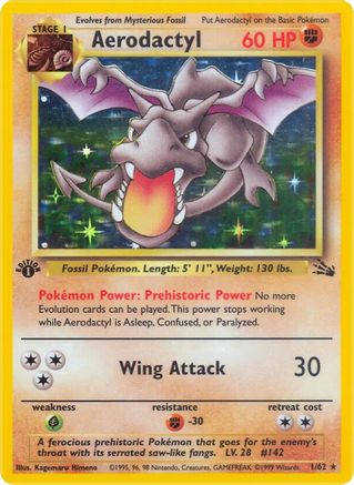 Aerodactyl (1) 001/62 - Unlimited Holofoil Fossil - Holo Rare
