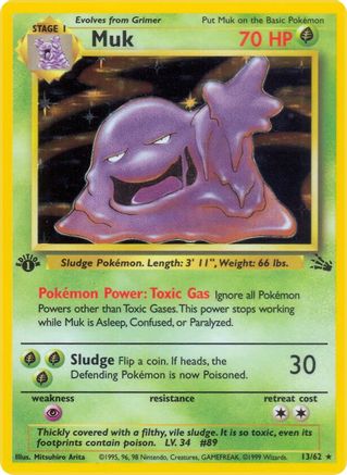 Muk (13) 013/62 - 1st Edition Holofoil Fossil - Holo Rare