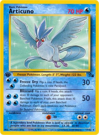Articuno (17) 017/62 - 1st Edition Fossil - Rare