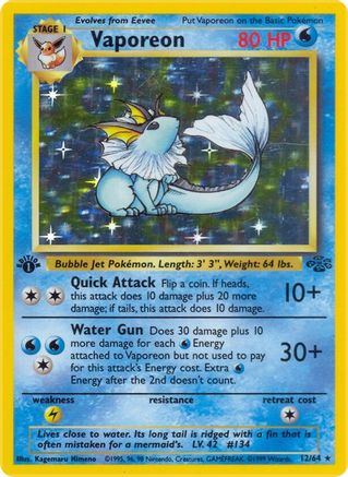 Vaporeon (12) 012 - Unlimited Holofoil Jungle - Holo Rare
