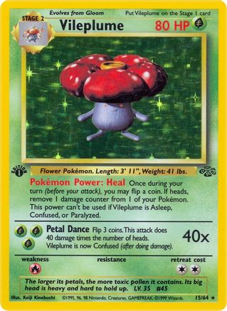 Vileplume (15) 015 - 1st Edition Holofoil Jungle - Holo Rare