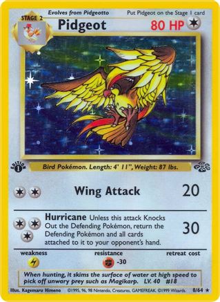 Pidgeot (8) 008/64 - 1st Edition Holofoil Jungle - Holo Rare
