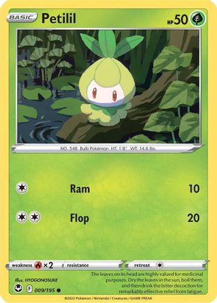 Petilil 009/195 - Reverse Holofoil SWSH12 Silver Tempest - Common