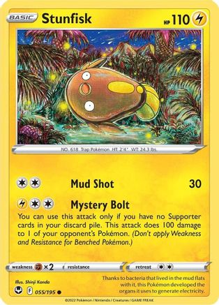 Stunfisk 055/195 - Reverse Holofoil SWSH12 Silver Tempest - Common
