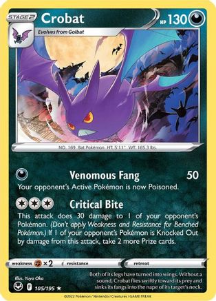 Crobat 105/195 - Holofoil SWSH12 Silver Tempest - Holo Rare