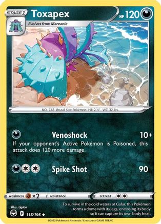 Toxapex 115/195 - Reverse Holofoil SWSH12 Silver Tempest - Uncommon