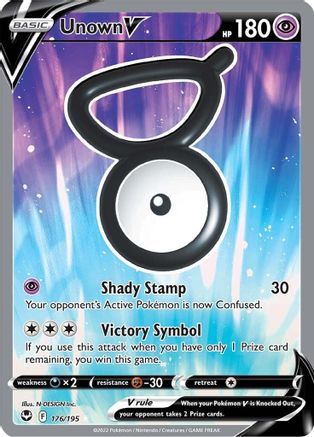 Unown V (Full Art) 176/195 - Holofoil SWSH12 Silver Tempest - Ultra Rare