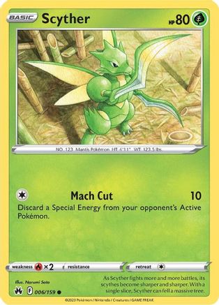 Scyther 006/159 - Reverse Holofoil Crown Zenith - Common