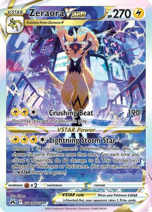 Zeraora VSTAR GG43/GG70 - Holofoil Crown Zenith Galarian Gallery - Ultra Rare