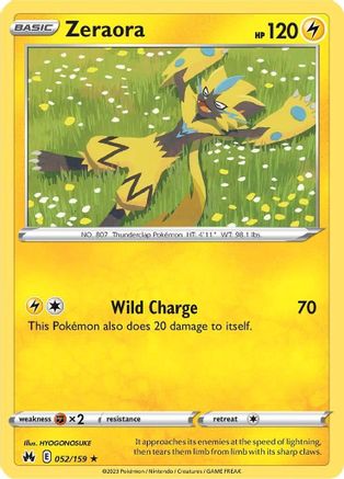 Zeraora 052/159 Crown Zenith - Rare