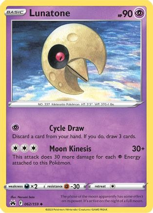 Lunatone 062/159 - Reverse Holofoil Crown Zenith - Uncommon