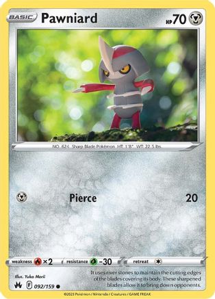 Pawniard (92) 092/159 - Reverse Holofoil Crown Zenith - Common