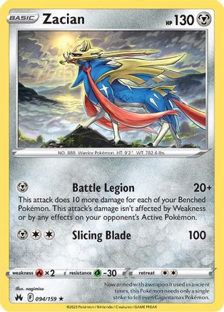 Zacian 094/159 - Reverse Holofoil Crown Zenith - Holo Rare