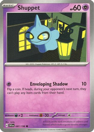 Shuppet 087/198 - Reverse Holofoil SV01 Scarlet & Violet Base Set - Common