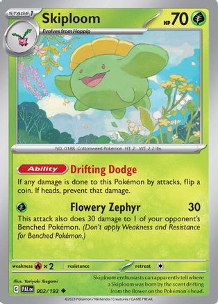 Skiploom 002/193 - Reverse Holofoil SV02 Paldea Evolved - Uncommon