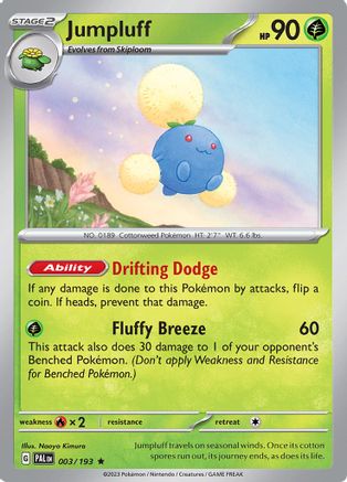 Jumpluff 003/193 - Reverse Holofoil SV02 Paldea Evolved - Rare