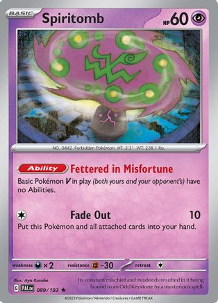 Spiritomb 089/193 - Holofoil SV02 Paldea Evolved - Rare
