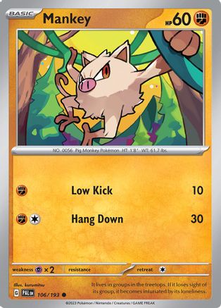 Mankey 106/193 - Reverse Holofoil SV02 Paldea Evolved - Common
