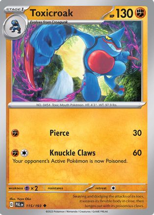Toxicroak 115/193 - Reverse Holofoil SV02 Paldea Evolved - Uncommon