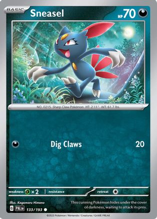 Sneasel 133/193 - Reverse Holofoil SV02 Paldea Evolved - Common