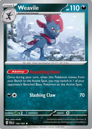 Weavile 134/193 - Reverse Holofoil SV02 Paldea Evolved - Rare
