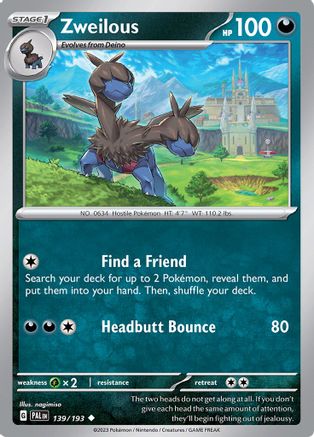 Zweilous 139/193 - Reverse Holofoil SV02 Paldea Evolved - Uncommon