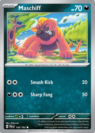 Maschiff 142/193 - Reverse Holofoil SV02 Paldea Evolved - Common