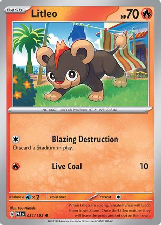 Litleo 031/193 - Reverse Holofoil SV02 Paldea Evolved - Common