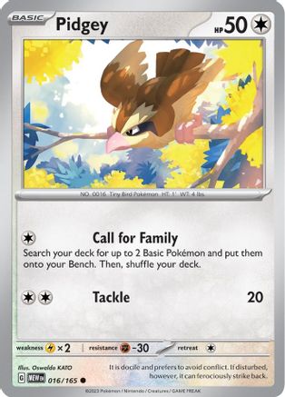 Pidgey 016/165 SV Scarlet & Violet 151 - Common