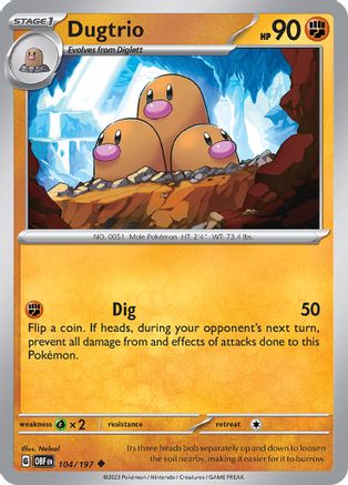 Dugtrio 104/197 - Reverse Holofoil SV03 Obsidian Flames - Uncommon