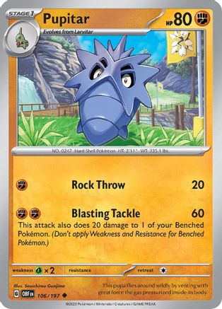 Pupitar 106/197 - Reverse Holofoil SV03 Obsidian Flames - Uncommon