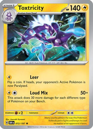 Toxtricity 072/197 - Reverse Holofoil SV03 Obsidian Flames - Rare
