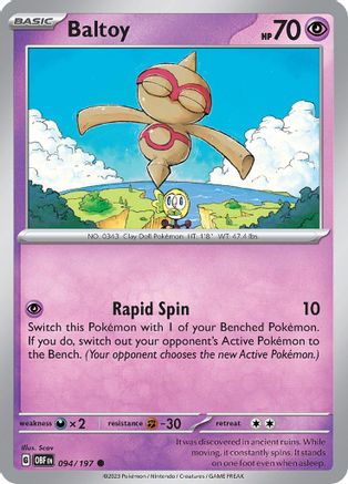 Baltoy 094/197 - Reverse Holofoil SV03 Obsidian Flames - Common