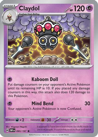 Claydol 095/197 - Reverse Holofoil SV03 Obsidian Flames - Rare