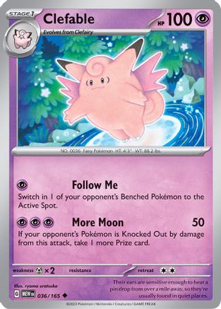 Clefable 036/165 - Reverse Holofoil SV Scarlet & Violet 151 - Uncommon