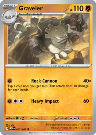 Graveler 075/165 - Reverse Holofoil SV Scarlet & Violet 151 - Uncommon
