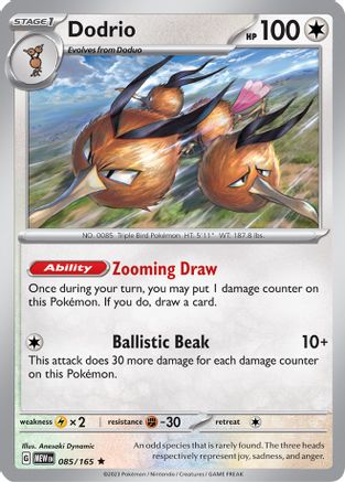 Dodrio 085/165 - Reverse Holofoil SV Scarlet & Violet 151 - Rare