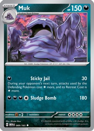 Muk 089/165 - Reverse Holofoil SV Scarlet & Violet 151 - Uncommon